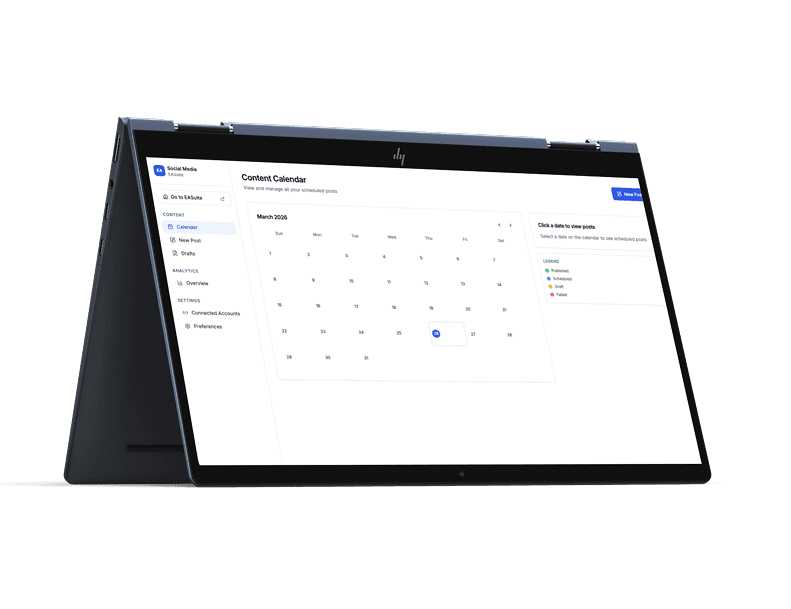 EA Suite Social Media Post Scheduler interface