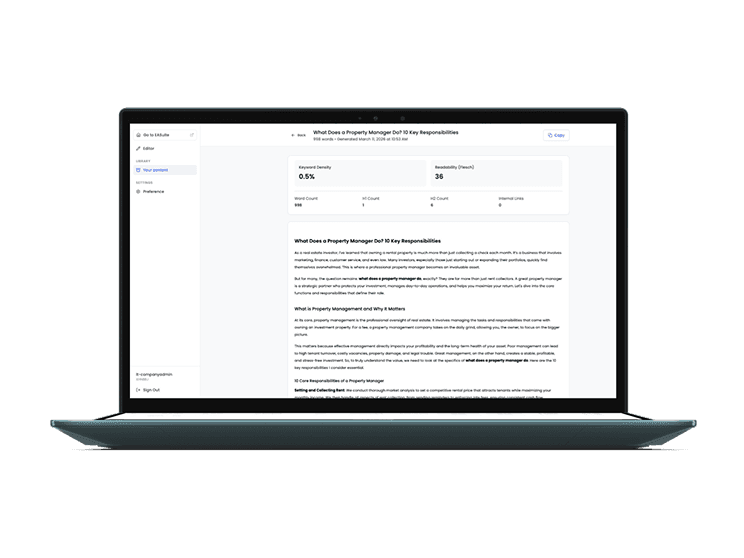 EA Suite Blog Generator interface on a ZenBook