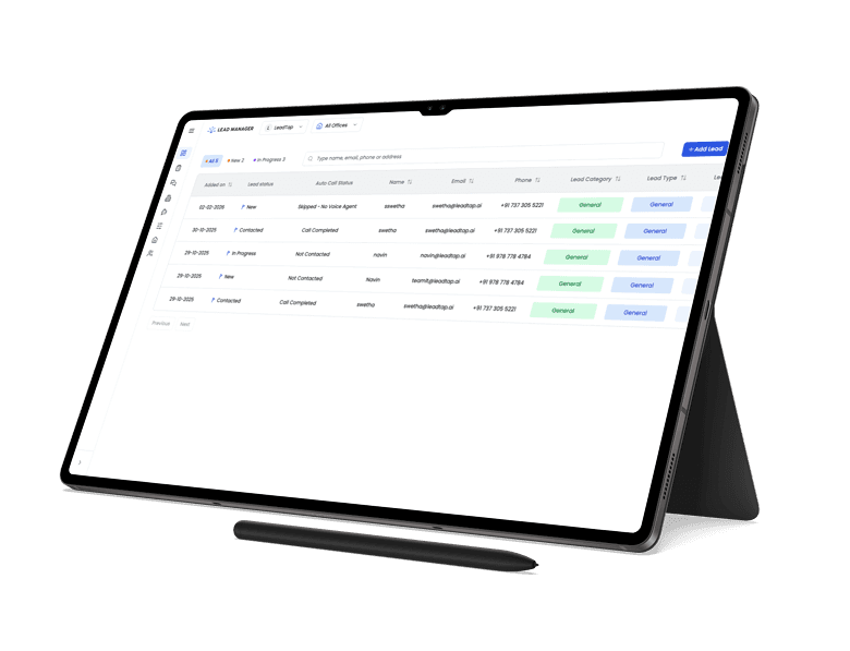 EA Suite Lead Manager CRM interface on a MacBook